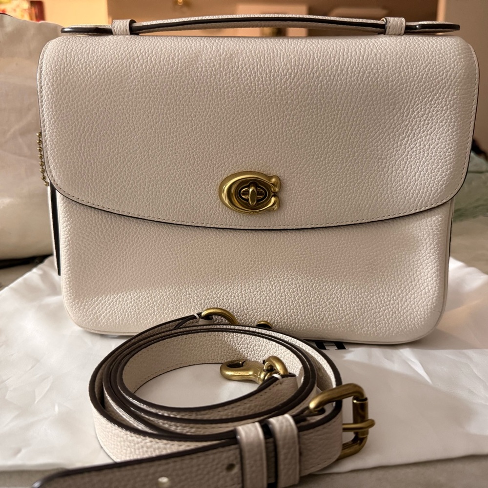 Coach Cream Leather Turnlock Crossbody Bag